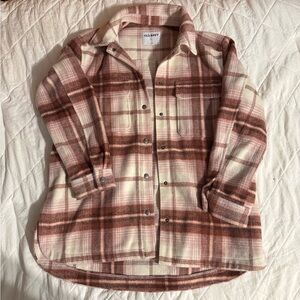 Old Navy Women's Utility Jacket - Brown, Pink and Cream Plaid